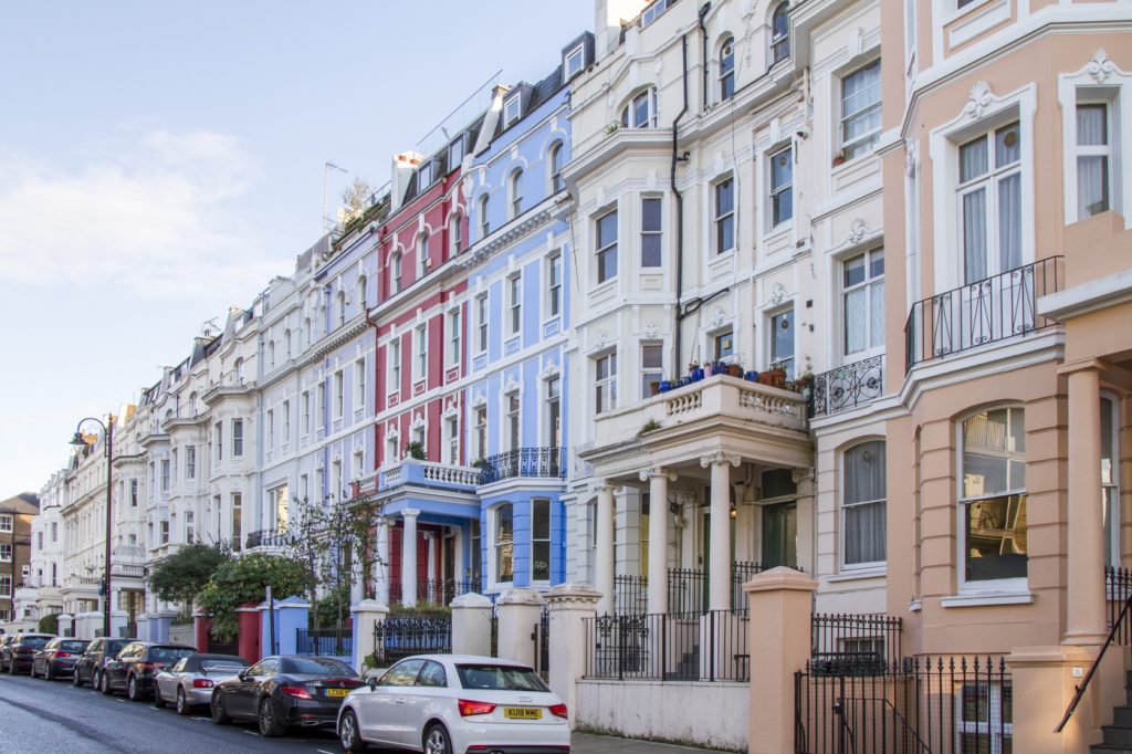Maisons colorées de Notting Hill